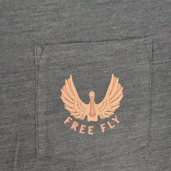 Free Fly Pocket T Shirt Mens Medium Gray Blue Adventure - Picture 3 of 10